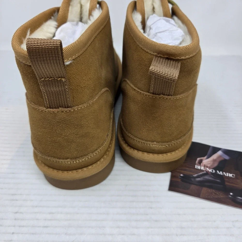 Bruno Marc Chukka Boots 10 Mens Tan Faux Fur Lined Suede Lace Up Casual Winter